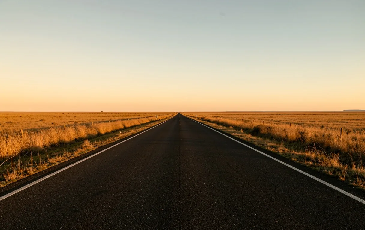 Ruta argentina al atardecer
